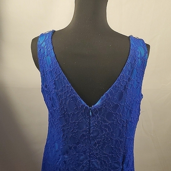 Adrianna Papell Hailey Blue Lace Evening Gown/Dress Size 14 - Picture 3 of 12